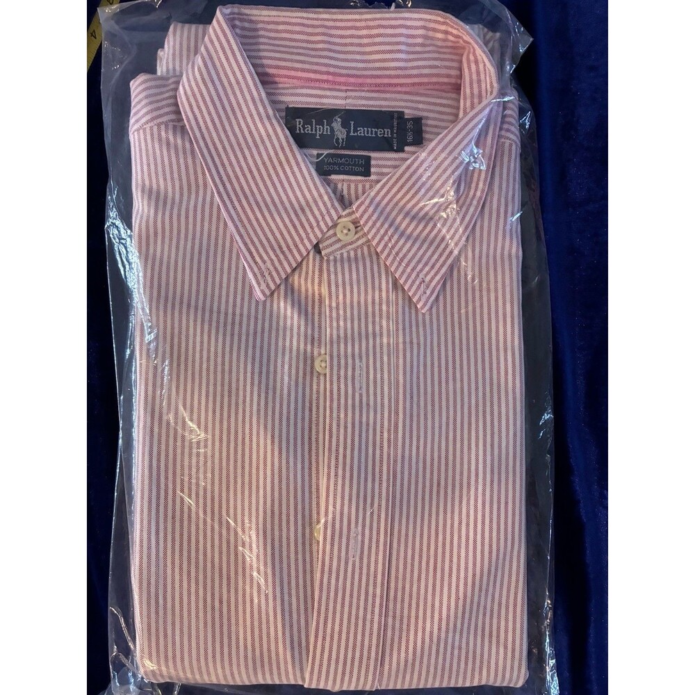 Vtg Ralph Lauren Yarmouth Men’s Button Down Shirt Striped Size 16.5/35 **NEW**